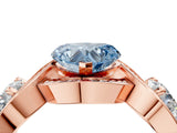 Rose gold Three-Stone Fancy Blue Heart Cut Diamond Wave Pave Band with Prong Setting_28
