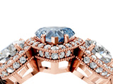 Rose gold Three-Stone Fancy Blue Heart Cut Halo Diamond Milgrain Band with Four-Prong Setting_4