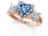 Rose gold Three-Stone Fancy Blue Heart  Cut Solitaire Ring with Prong Setting_4