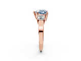 Rose gold Three-Stone Fancy Blue Heart  Cut Solitaire Ring with Prong Setting_5