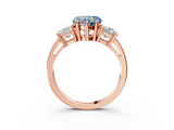 Rose gold Three-Stone Fancy Blue Heart  Cut Solitaire Ring with Prong Setting_6