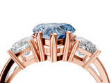 Rose gold Three-Stone Fancy Blue Heart  Cut Solitaire Ring with Prong Setting_7