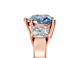 Rose gold Three-Stone Fancy Blue Heart  Cut Solitaire Ring with Prong Setting_8
