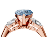 Rose gold Three-Stone Fancy Blue Heart  Diamond Ring with Pear Side Stones in Four-Prong Setting_49