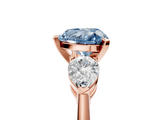 Rose gold Three-Stone Fancy Blue Heart  Diamond Ring with Pear Side Stones in Four-Prong Setting_50