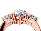 Rose gold Three-Stone Fancy Blue Marquise  Brilliant Cut Solitaire Ring with Prong Setting on a Classic Band 4