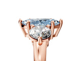 Rose gold Three-Stone Fancy Blue Marquise  Brilliant Cut Solitaire Ring with Prong Setting on a Classic Band 5