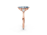Rose gold Three-Stone Fancy Blue Marquise Cut Brilliant Diamond Solitaire Ring with Tapered Band and Four-Prong Setting_5