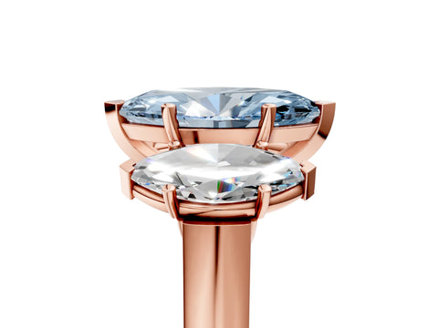 Rose gold Three-Stone Fancy Blue Marquise Cut Brilliant Diamond Trellis Ring with Comfort Fit Band_5