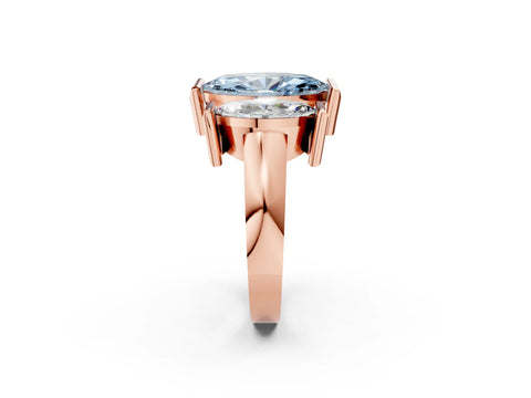 Rose gold Three Stone Fancy Blue Marquise Cut Cut Channel Set Diamond Ring_2