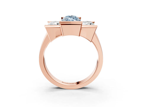 Rose gold Three Stone Fancy Blue Marquise Cut Cut Channel Set Diamond Ring_3