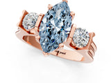 Rose gold Three-Stone Fancy Blue Marquise Cut Cut Classic Band Prong Setting Ring_1