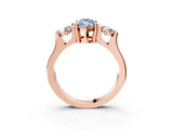 Rose gold Three-Stone Fancy Blue Marquise Cut Cut Classic Band Prong Setting Ring_3