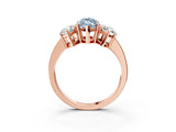 Rose gold Three-Stone Fancy Blue Marquise Cut Cut Diamond Engagement Ring with Flat Band and Four-Prong Setting_15