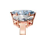 Rose gold Three-Stone Fancy Blue Marquise Cut Cut Diamond Engagement Ring with Flat Band and Four-Prong Setting_17