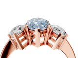 Rose gold Three-Stone Fancy Blue Marquise Cut Cut Diamond Engagement Ring with Flat Band and Four-Prong Setting_4