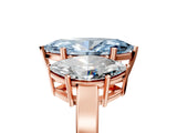 Rose gold Three-Stone Fancy Blue Marquise Cut Cut Diamond Engagement Ring with Flat Band and Four-Prong Setting_5