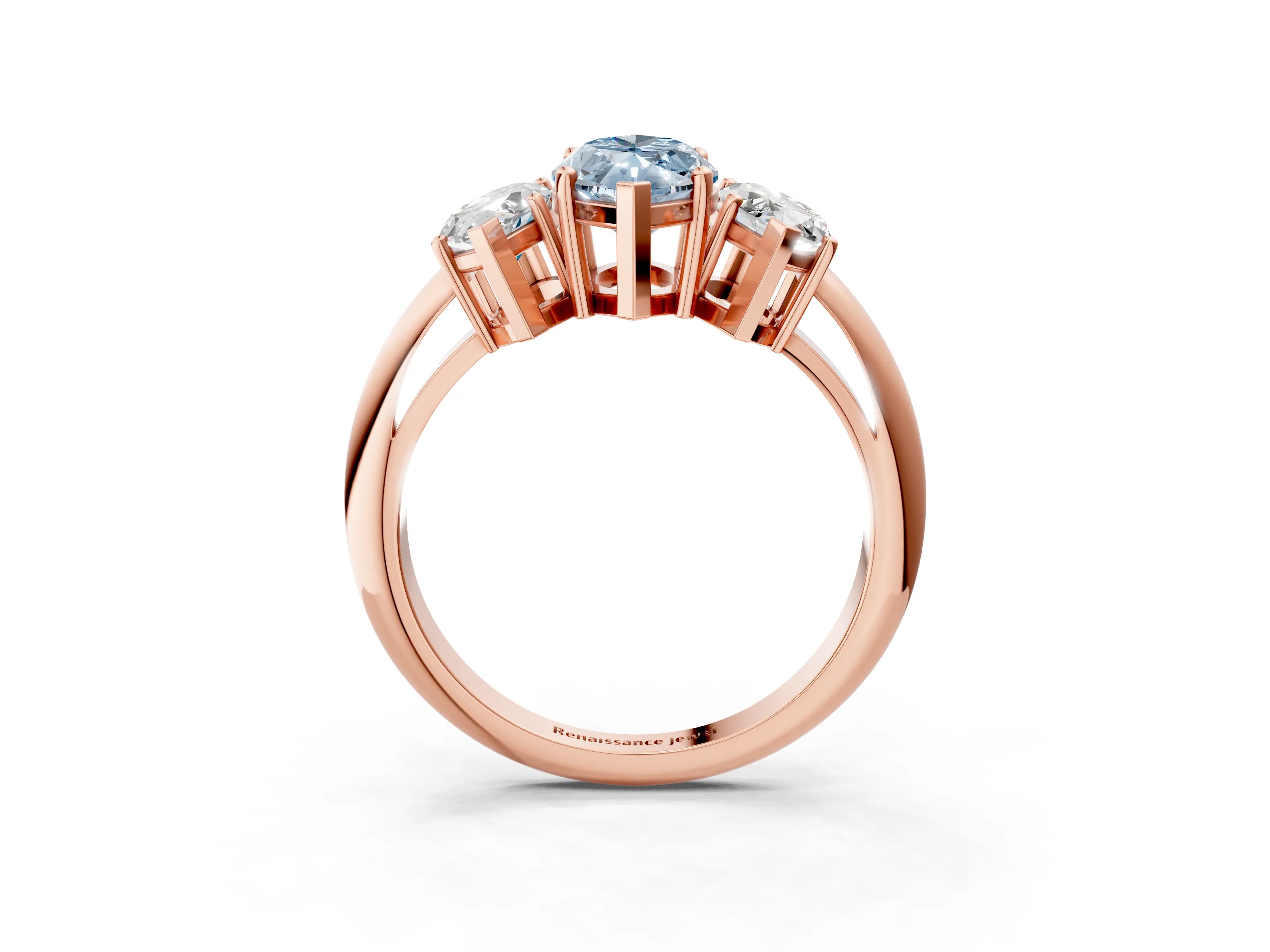Rose gold Three-Stone Fancy Blue Marquise Cut Cut Diamond Engagement Ring with Prong Setting on a White Gold Band_27