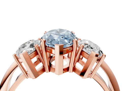 Rose gold Three-Stone Fancy Blue Marquise Cut Cut Diamond Engagement Ring with Prong Setting on a White Gold Band_4