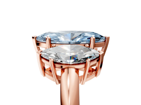 Rose gold Three-Stone Fancy Blue Marquise Cut Cut Diamond Engagement Ring with Prong Setting on a White Gold Band_5