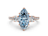 Rose gold Three-Stone Fancy Blue Marquise Cut Cut Diamond Pavé Band with Prong Setting_15