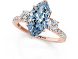 Rose gold Three-Stone Fancy Blue Marquise Cut Cut Diamond Pavé Band with Prong Setting_16