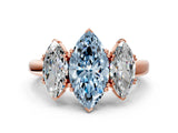 Rose gold Three-Stone Fancy Blue Marquise Cut Cut Diamond Ring with Channel Set Band and Four-Prong Setting_24