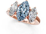 Rose gold Three-Stone Fancy Blue Marquise Cut Cut Diamond Ring with Channel Set Band and Four-Prong Setting_25