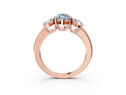 Rose gold Three-Stone Fancy Blue Marquise Cut Cut Diamond Ring with Channel Set Band and Four-Prong Setting_3