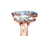 Rose gold Three-Stone Fancy Blue Marquise Cut Cut Diamond Ring with Channel Set Band and Four-Prong Setting_5