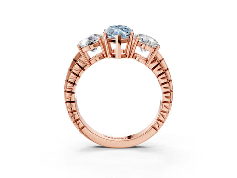 Rose gold Three-Stone Fancy Blue Marquise Cut Cut Diamond Ring with Channel-Set Band and Prong Setting_3