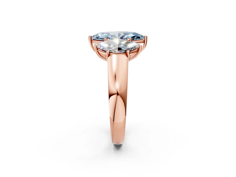 Rose gold Three-Stone Fancy Blue Marquise Cut Cut Diamond Ring with Prong Setting and Classic Band_2