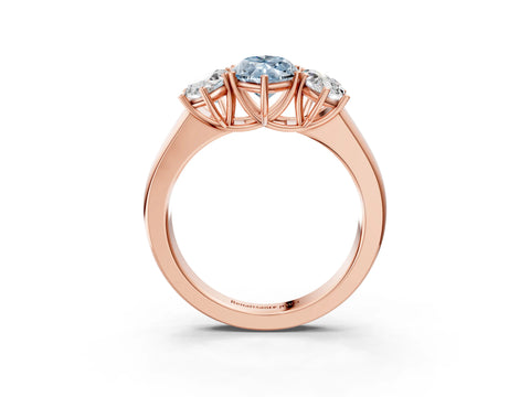 Rose gold Three-Stone Fancy Blue Marquise Cut Cut Diamond Ring with Prong Setting and Classic Band_3