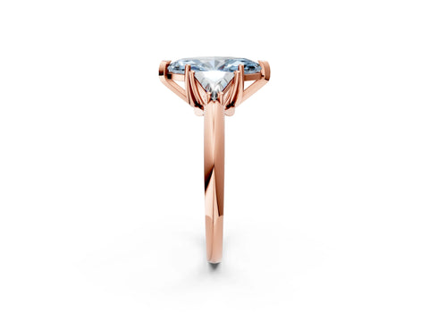 Rose gold Three-Stone Fancy Blue Marquise Cut Cut Diamond Ring with Trillion Side Stones and Four-Prong Setting_5