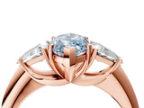 Rose gold Three-Stone Fancy Blue Marquise Cut Cut Diamond Ring with Trillion Side Stones and Four-Prong Setting_7