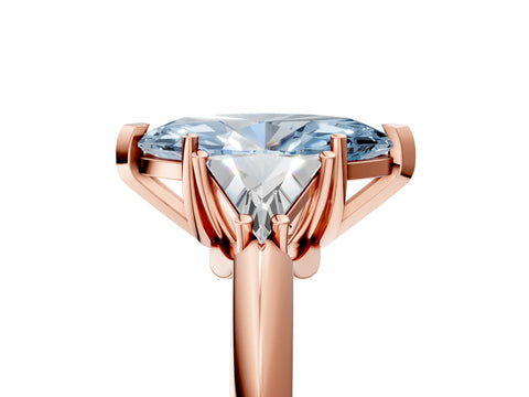 Rose gold Three-Stone Fancy Blue Marquise Cut Cut Diamond Ring with Trillion Side Stones and Four-Prong Setting_8