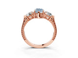 Rose gold Three-Stone Fancy Blue Marquise Cut Cut Milgrain Band Prong Setting Ring_3
