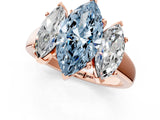Rose gold Three-Stone Fancy Blue Marquise Cut Cut Solitaire Ring with Classic Prong Setting_1