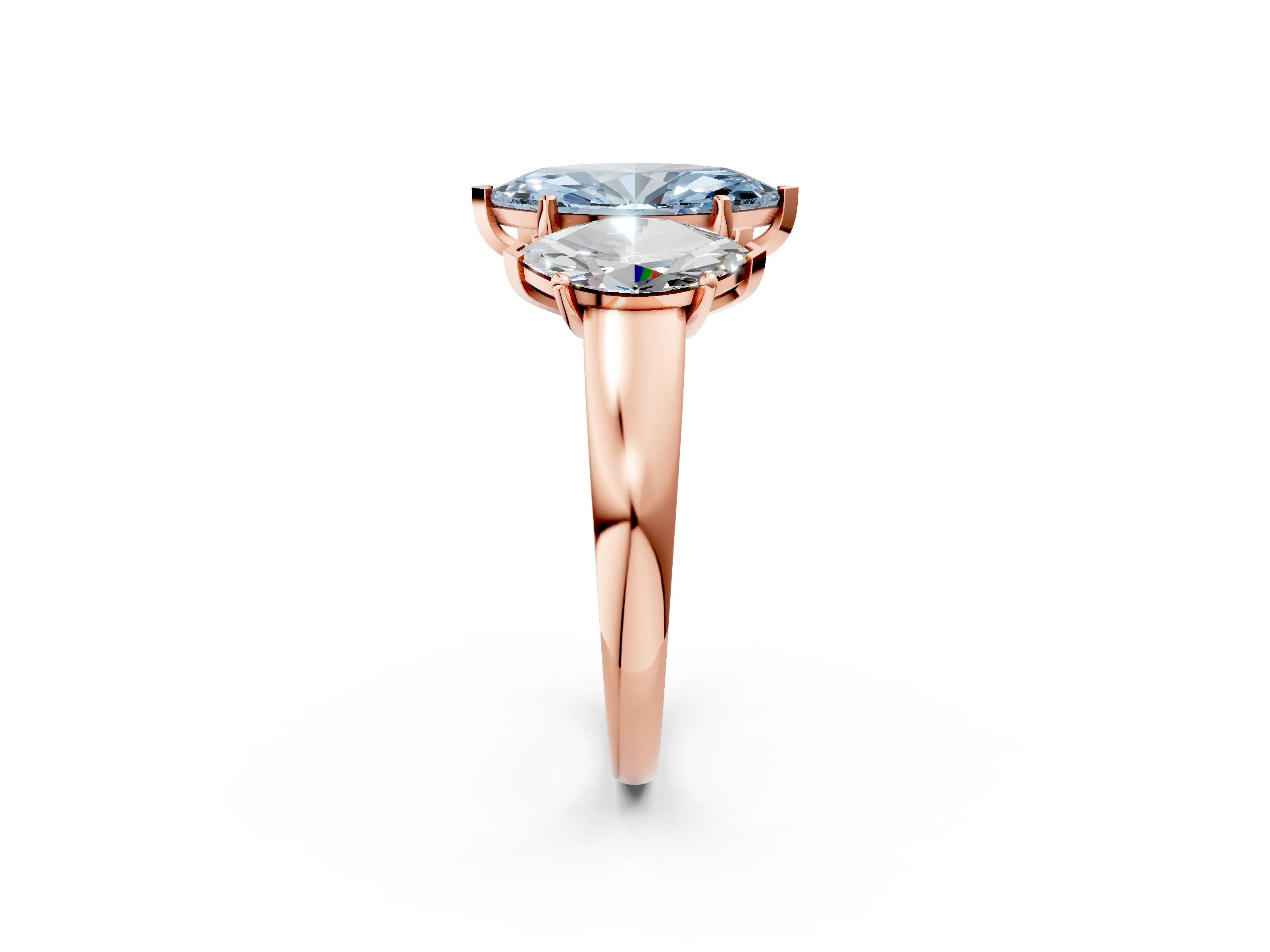 Rose gold Three-Stone Fancy Blue Marquise Cut Cut Solitaire Ring with Classic Prong Setting_2