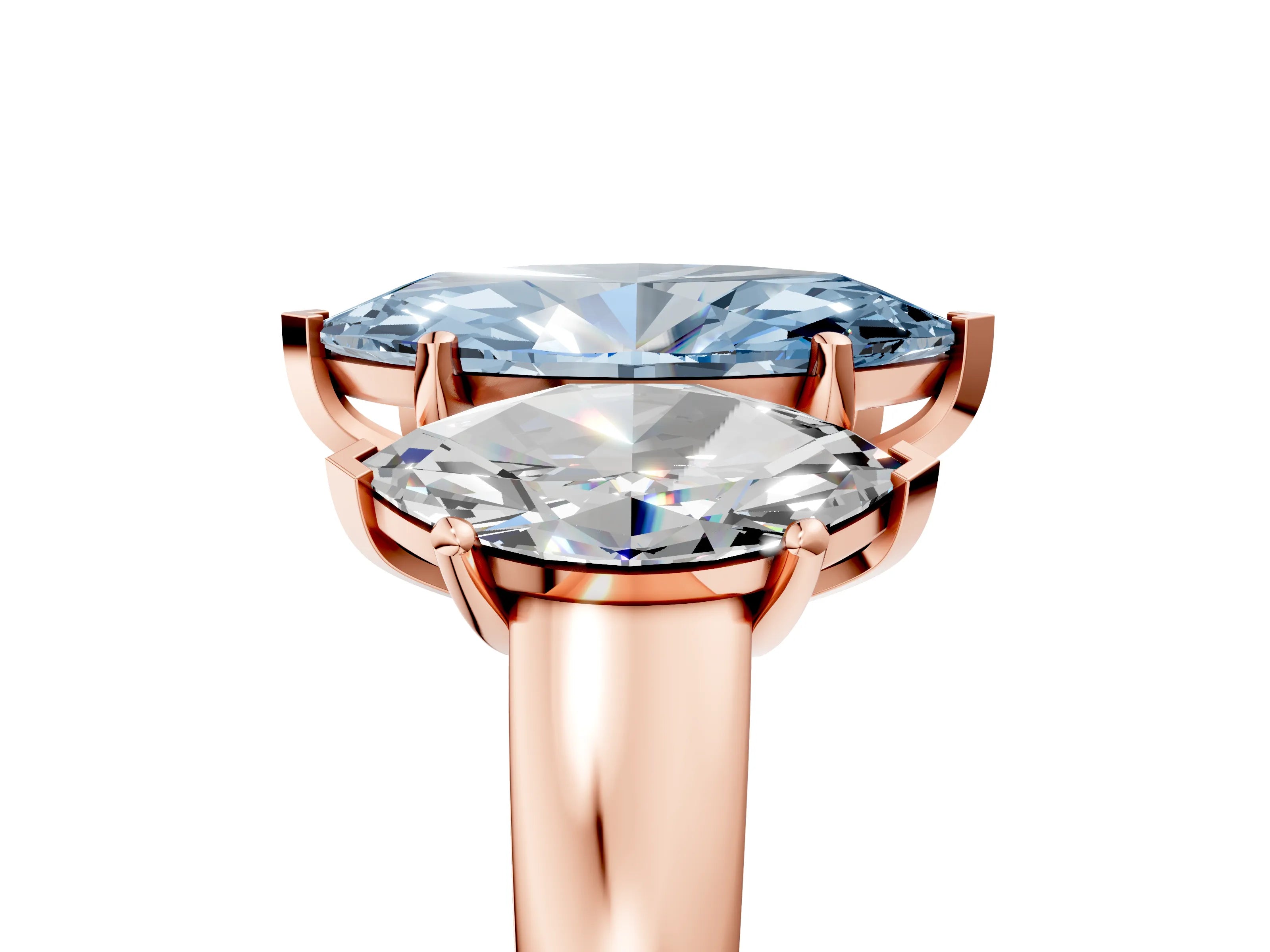 Rose gold Three-Stone Fancy Blue Marquise Cut Cut Solitaire Ring with Classic Prong Setting_5