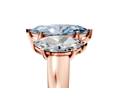 Rose gold Three-Stone Fancy Blue Marquise Cut Cut Solitaire Ring with Classic Prong Setting_5