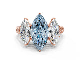 Rose gold Three-Stone Fancy Blue Marquise Cut Diamond Braided Band Ring with Four-Prong Setting_40