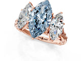 Rose gold Three-Stone Fancy Blue Marquise Cut Diamond Braided Band Ring with Four-Prong Setting_41