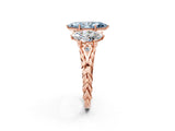 Rose gold Three-Stone Fancy Blue Marquise Cut Diamond Braided Band Ring with Four-Prong Setting_42