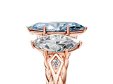 Rose gold Three-Stone Fancy Blue Marquise Cut Diamond Braided Band Ring with Four-Prong Setting_45