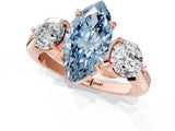 Rose gold Three-Stone Fancy Blue Marquise Cut Diamond Channel Set Engagement Ring with Prong Setting_1