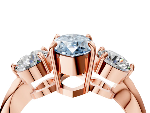 Rose gold Three-Stone Fancy Blue Marquise Cut Diamond Channel Set Engagement Ring with Prong Setting_16