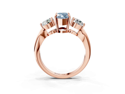 Rose gold Three-Stone Fancy Blue Marquise Cut Diamond Channel Set Engagement Ring with Prong Setting_3