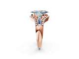 Rose gold Three-Stone Fancy Blue Marquise Cut Diamond Engagement Ring with Pave Band and Prong Setting_2