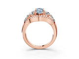 Rose gold Three-Stone Fancy Blue Marquise Cut Diamond Engagement Ring with Pave Band and Prong Setting_3
